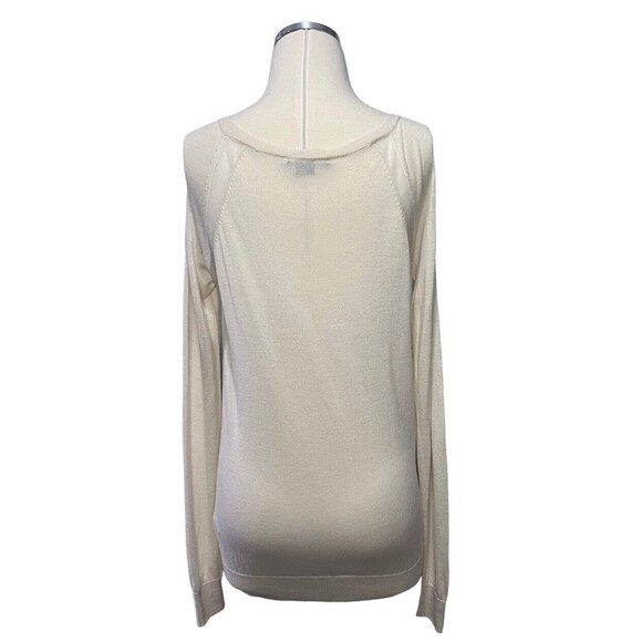Vince Women's Size Small Sweater Wool Silk Blend Lightweight Cream Scoop Neck - Picture 2 of 7